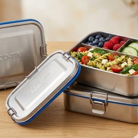 Eco-Friendly Reusable Metal Lunch Tins with Dividers & Silicone Seals – Leakproof & BPA-Free